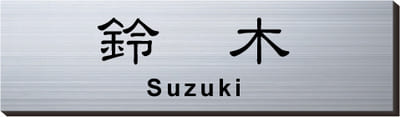 2層板プレート 本体色 2 本体表面：ヘアライン銀 文字色：黒